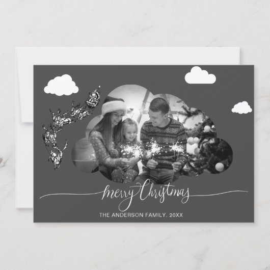 Vrolijk Kerstmis Modern Grijs Wolk Foto Holliday Kaart (Voorkant)