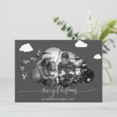 Vrolijk Kerstmis Modern Grijs Wolk Foto Holliday Kaart (Staand voorkant)