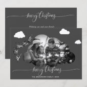 Vrolijk Kerstmis Modern Grijs Wolk Foto Holliday Kaart (Voorkant / Achterkant)