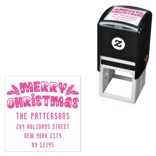 Vrolijk Kerstmis Modern het Adres van de Terugkeer Zelfinktende Stempel (In situ)