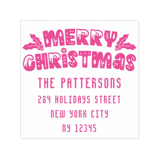 Vrolijk Kerstmis Modern het Adres van de Terugkeer Zelfinktende Stempel (Design)