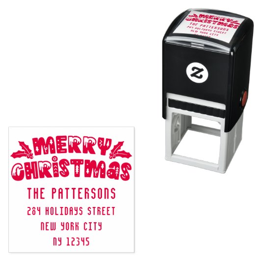 Vrolijk Kerstmis Modern het Adres van de Terugkeer Zelfinktende Stempel (In situ)