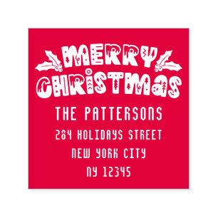 Vrolijk Kerstmis Modern het Adres van de Terugkeer Zelfinktende Stempel