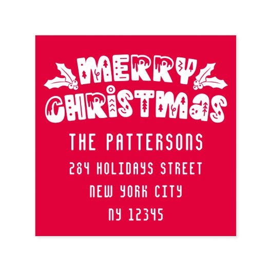Vrolijk Kerstmis Modern het Adres van de Terugkeer Zelfinktende Stempel (Design)