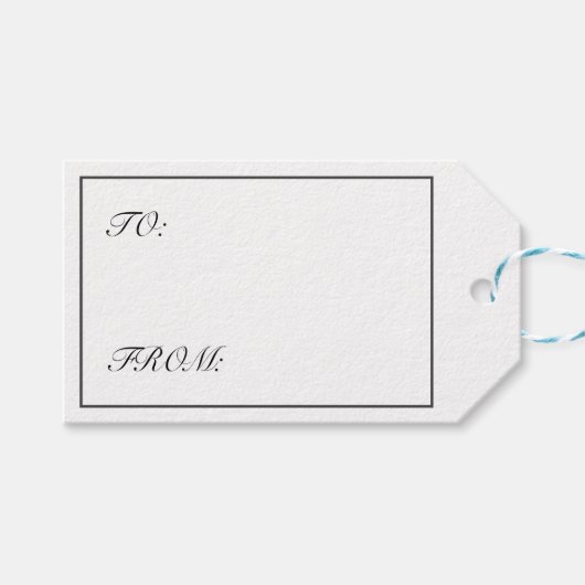 Vrolijk Kerstmis Modern Minimalistisch Wit Zwart Cadeaulabel (Voorkant (Horizontaal))