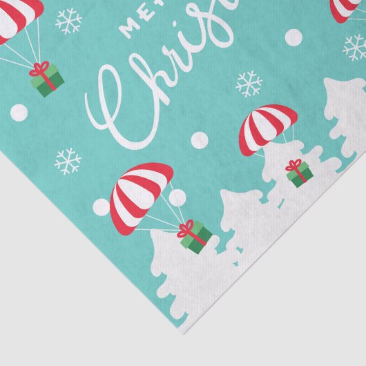 Vrolijk Kerstmis Modern Parachutespringen Santa Tissuepapier (Detail)