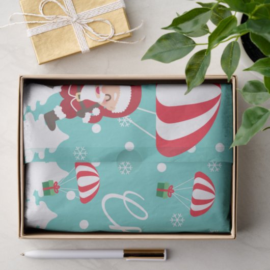 Vrolijk Kerstmis Modern Parachutespringen Santa Tissuepapier (Geschenk)