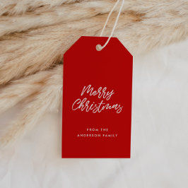 Vrolijk Kerstmis modern rood Cadeaulabel