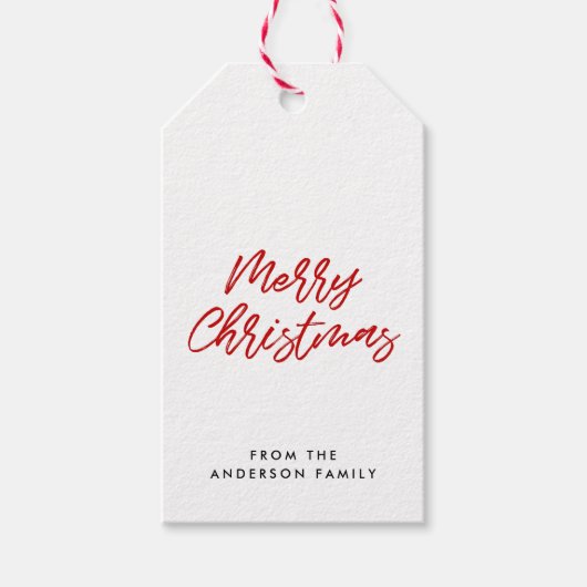 Vrolijk Kerstmis modern rood Cadeaulabel (Voorkant)