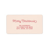 Vrolijk Kerstmis Modern Roze Retouradres Etiket (Voorkant)