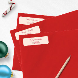 Vrolijk Kerstmis Modern Roze Retouradres Etiket