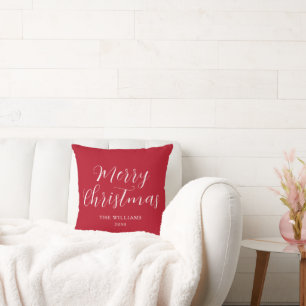 Vrolijk Kerstmis Modern Script Custom Family Kussen