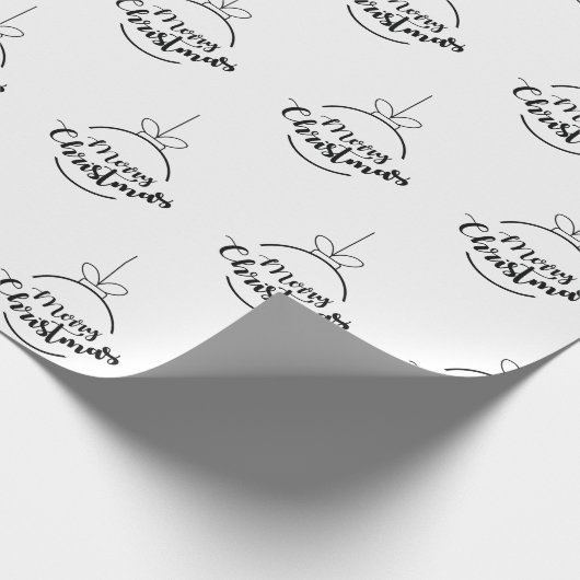 Vrolijk Kerstmis Modern Script Kerst Ornamenten Cadeaupapier (Hoek)