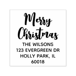 Vrolijk Kerstmis Modern Script Return Adres Zelfinktende Stempel