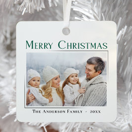 Vrolijk Kerstmis Modern Stijlvol Familie Foto Gift Metalen Ornament