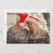 Vrolijk Kerstmis Modern Stijlvol Script Koppel Fot Feestdagenkaart (Voorkant)
