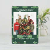 Vrolijk Kerstmis Modern Uw Fotocollage Flat Feestdagenkaart (Staand voorkant)