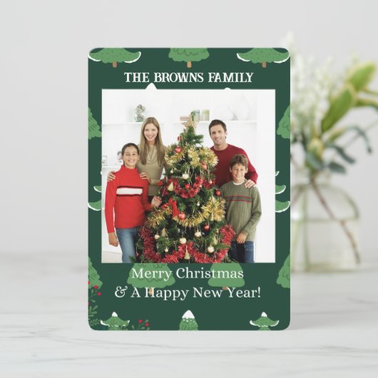 Vrolijk Kerstmis Modern Uw Fotocollage Flat Feestdagenkaart (Staand voorkant)