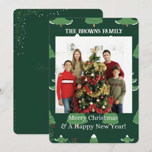 Vrolijk Kerstmis Modern Uw Fotocollage Flat Feestdagenkaart (Voorkant / Achterkant)
