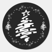 Vrolijk Kerstmis Modern Vakantie Zwart Envelope Se Ronde Sticker (Voorkant)