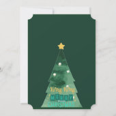 Vrolijk Kerstmis Modern Vier Fotocollage Groen Feestdagenkaart (Achterkant)