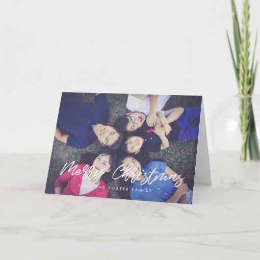 Vrolijk Kerstmis modern wit lettertype Feestdagen Kaart (Voorkant)