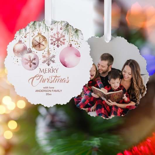 Vrolijk Kerstmis moderne boho metallic foto sjablo Ornament Kaart