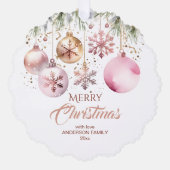 Vrolijk Kerstmis moderne boho metallic foto sjablo Ornament Kaart (Voorkant)