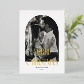 Vrolijk Kerstmis Moderne Boog Folie Feestdagenkaart (Staand Voorkant)