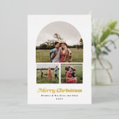 Vrolijk Kerstmis Moderne Boog Multi foto Folie Feestdagenkaart (Staand Voorkant)