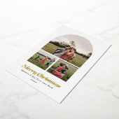 Vrolijk Kerstmis Moderne Boog Multi foto Folie Feestdagenkaart (Gedraaid)