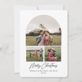 Vrolijk Kerstmis Moderne Boog Multi foto scripted Feestdagenkaart (Voorkant)