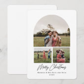 Vrolijk Kerstmis Moderne Boog Multi foto scripted Feestdagenkaart (Voorkant / Achterkant)
