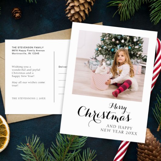 Vrolijk Kerstmis Moderne Eenvoudige Foto Feestdagenkaart