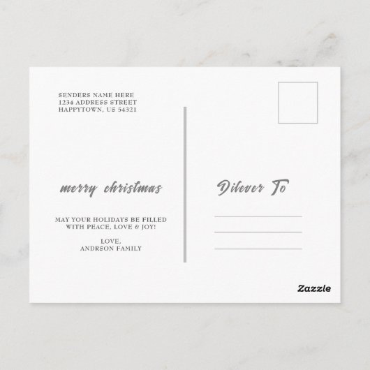 Vrolijk Kerstmis moderne eenvoudige foto Vakantie Briefkaart (Achterkant)