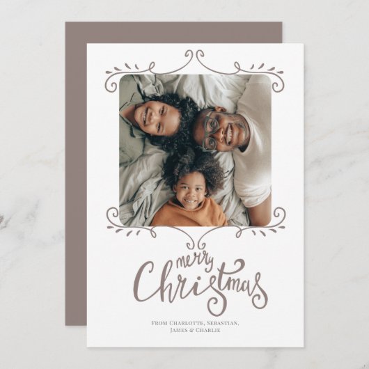 Vrolijk Kerstmis Moderne Eenvoudige Fotokaart Feestdagenkaart (Voorkant / Achterkant)