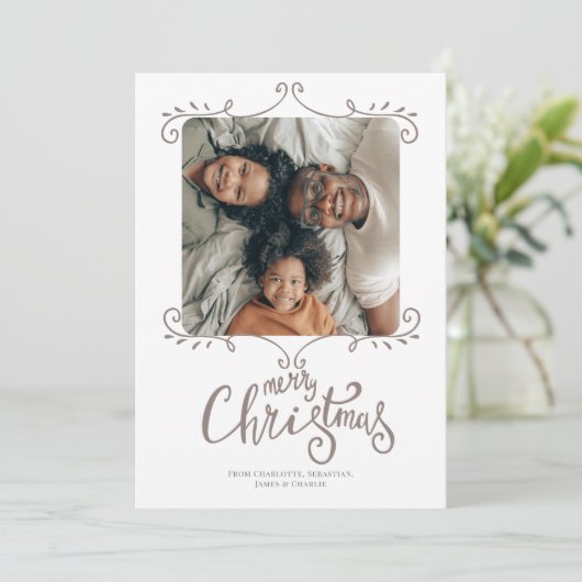 Vrolijk Kerstmis Moderne Eenvoudige Fotokaart Feestdagenkaart (Staand voorkant)