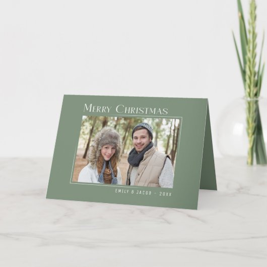 Vrolijk Kerstmis Moderne Familie Foto Elegant Groe Feestdagen Kaart (Voorkant)