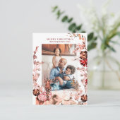 Vrolijk Kerstmis moderne familie winter bloemfoto Feestdagenkaart (Staand voorkant)