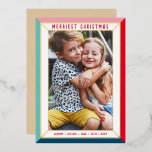 VROLIJK KERSTMIS moderne foto gewaagde kleur rand Folie Feestdagenkaart<br><div class="desc">door kat massard >> WWW.SIMPLYSWEETPAPERIE.COM << Een eenvoudig kaartontwerp met een eenvoudige rand in glanzende folie. Maximumgebied om uw mooie familie ook met volledige lijst horizontale foto weer te geven</div>