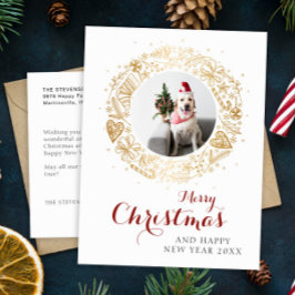Vrolijk Kerstmis Moderne Foto Kerstkrans Feestdagenkaart