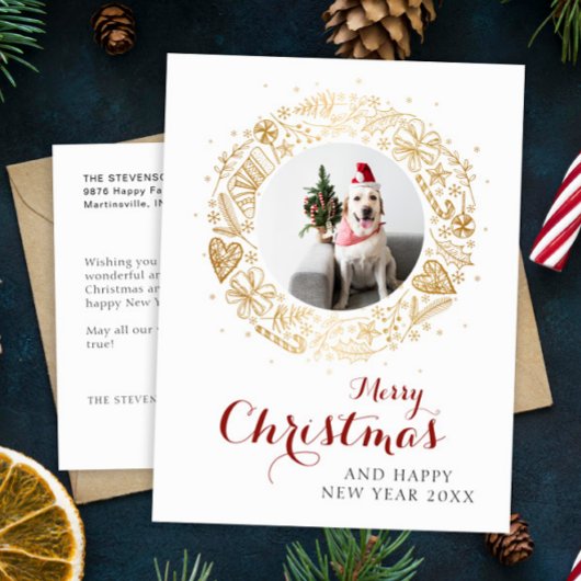 Vrolijk Kerstmis Moderne Foto Kerstkrans Feestdagenkaart