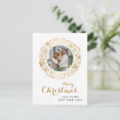 Vrolijk Kerstmis Moderne Foto Kerstkrans Feestdagenkaart (Staand voorkant)