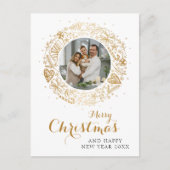 Vrolijk Kerstmis Moderne Foto Kerstkrans Feestdagenkaart (Voorkant)