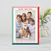 VROLIJK KERSTMIS moderne foto kleur blok rand Feestdagenkaart (Staand voorkant)
