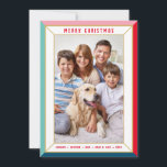 VROLIJK KERSTMIS moderne foto kleur blok rand Feestdagenkaart<br><div class="desc">door kat massard >> WWW.SIMPLYSWEETPAPERIE.COM <<< Een schattig kaartontwerp dat eruit ziet als een feestelijk juweel met een grote portretfoto van de familie,  en effen kleur aan de achterkant,  waardoor u de kans krijgt om een persoonlijke boodschap met de hand te schrijven.</div>