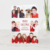 Vrolijk Kerstmis Moderne Fotocollage Rood Gevouwen Feestdagen Kaart (Voorkant)