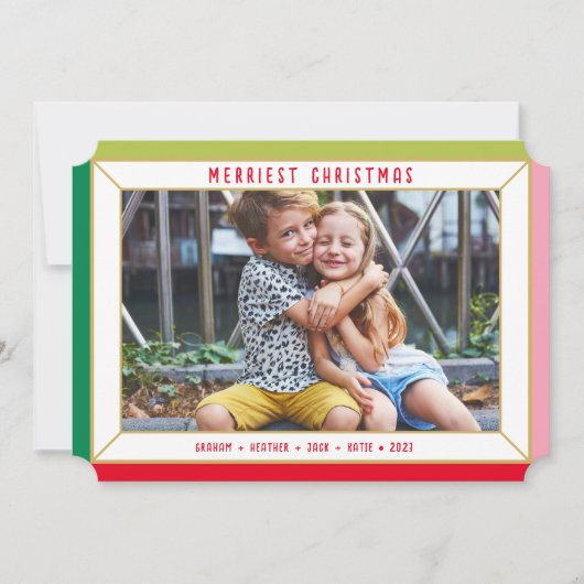 VROLIJK KERSTMIS moderne fotokleur facet border Feestdagenkaart (Voorkant)