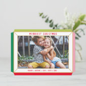 VROLIJK KERSTMIS moderne fotokleur facet border Feestdagenkaart (Staand voorkant)