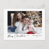 Vrolijk Kerstmis Moderne Kalligrafie Elegante Foto Feestdagenkaart (Voorkant)